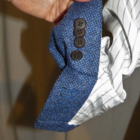 Suitsupply Hudson Fratelli Silk Cashmere Blue Weave Two Button Blazer 38R - Picture 7 of 12